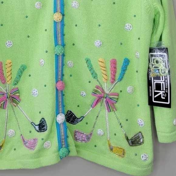 NWT Vintage Berek | Golf Club Button Front Cardigan Sweater Size Medium - Picture 6 of 6